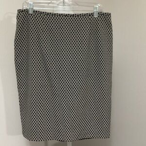 Calvin Klein Black and Cream Patterned Pencil Skirt